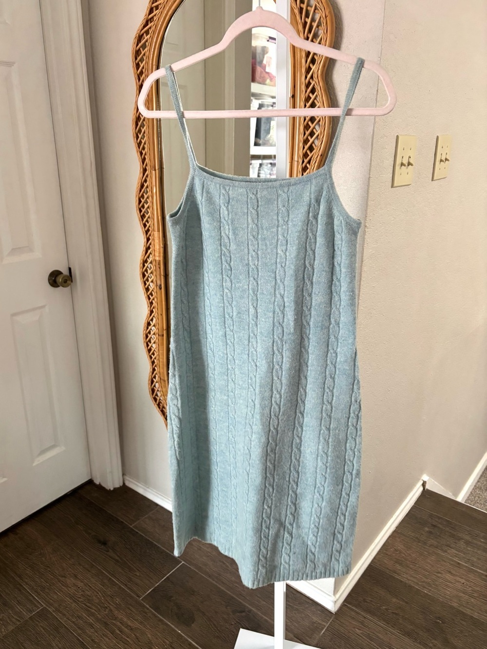 Ralph Lauren / Light Blue Chambray Cable Knit 100% Lambs Wool Y2K Vintage